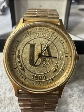 #198 Hamilton Gold-Tone Men’s Watch with Emblem Dial